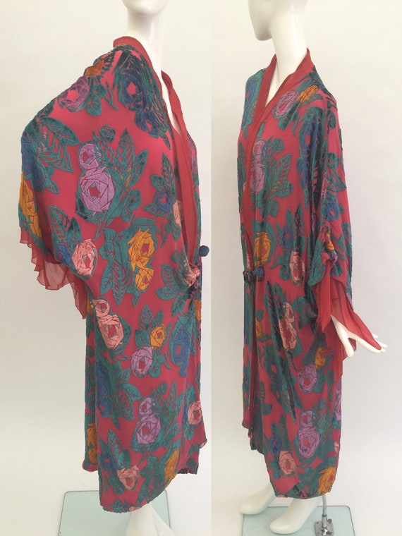 1920s robe coat pink devoré velvet silk vintage an