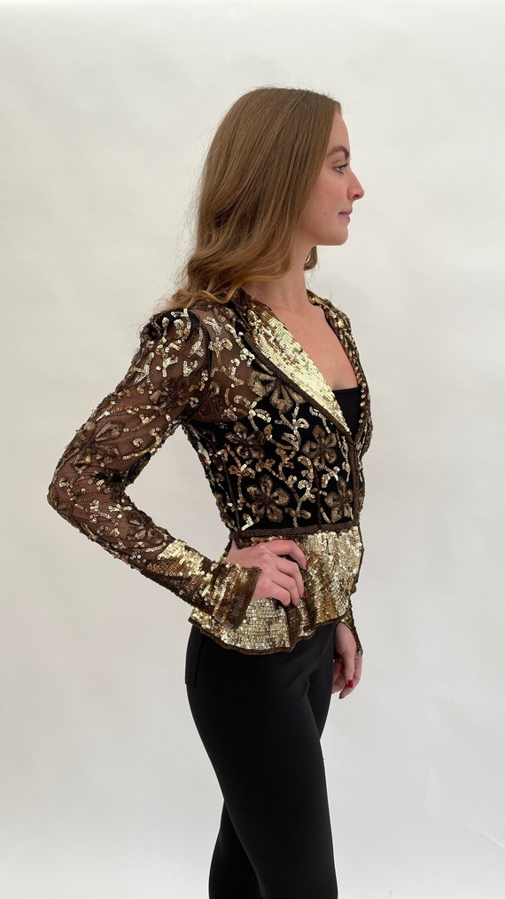 1930s jacket gold sequinned and beaded vintage an… - image 1