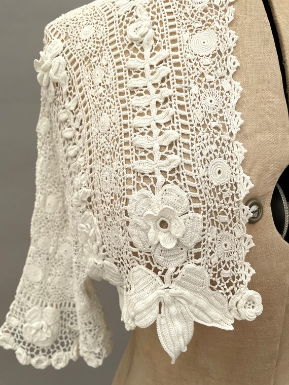 Antique Irish Crochet bolero jacket - image 7