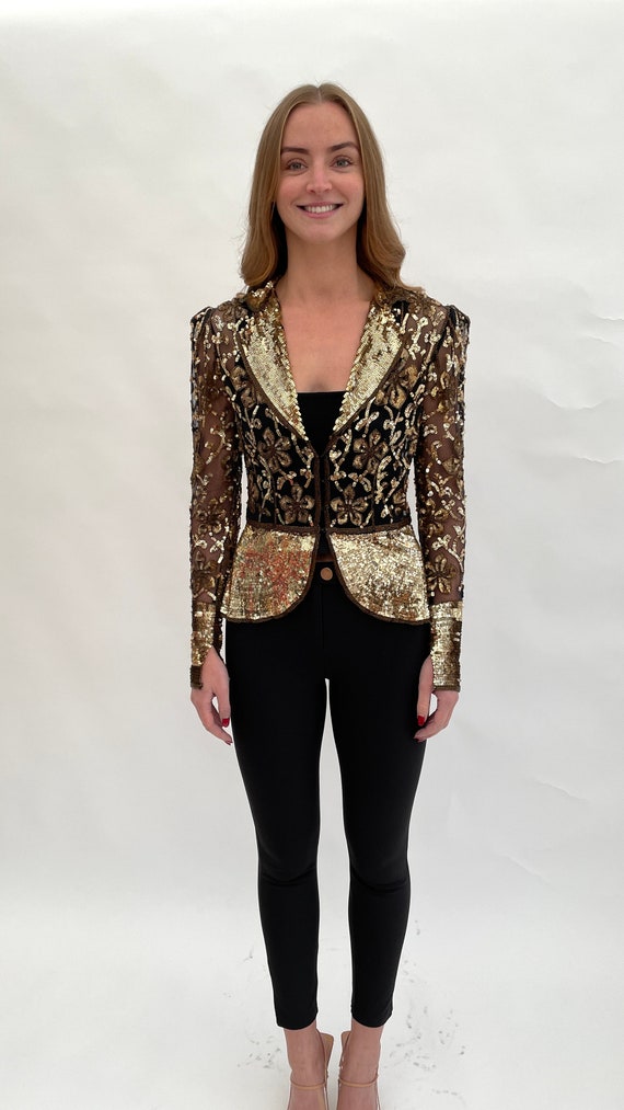 1930s jacket gold sequinned and beaded vintage an… - image 9