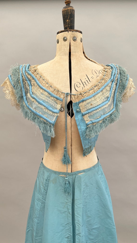 Antique bodice and skirt Victorian silk and lace - image 5