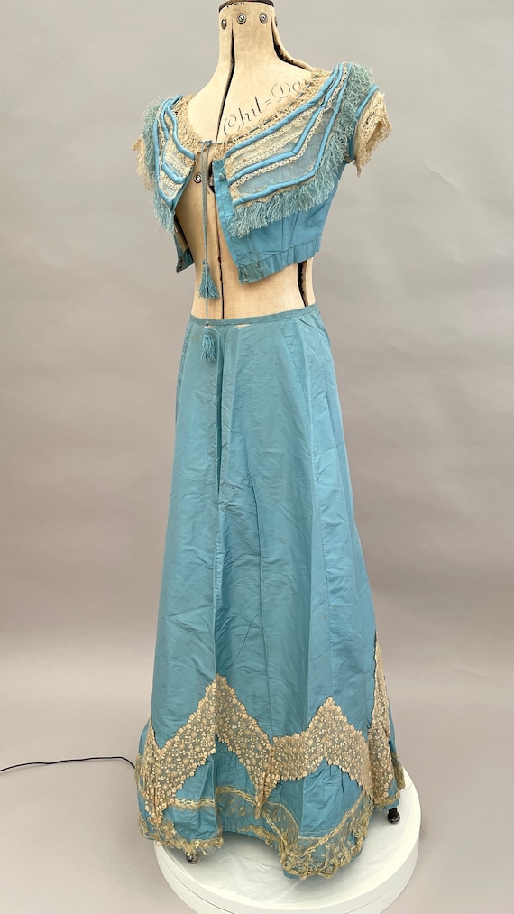 Antique bodice and skirt Victorian silk and lace - image 1