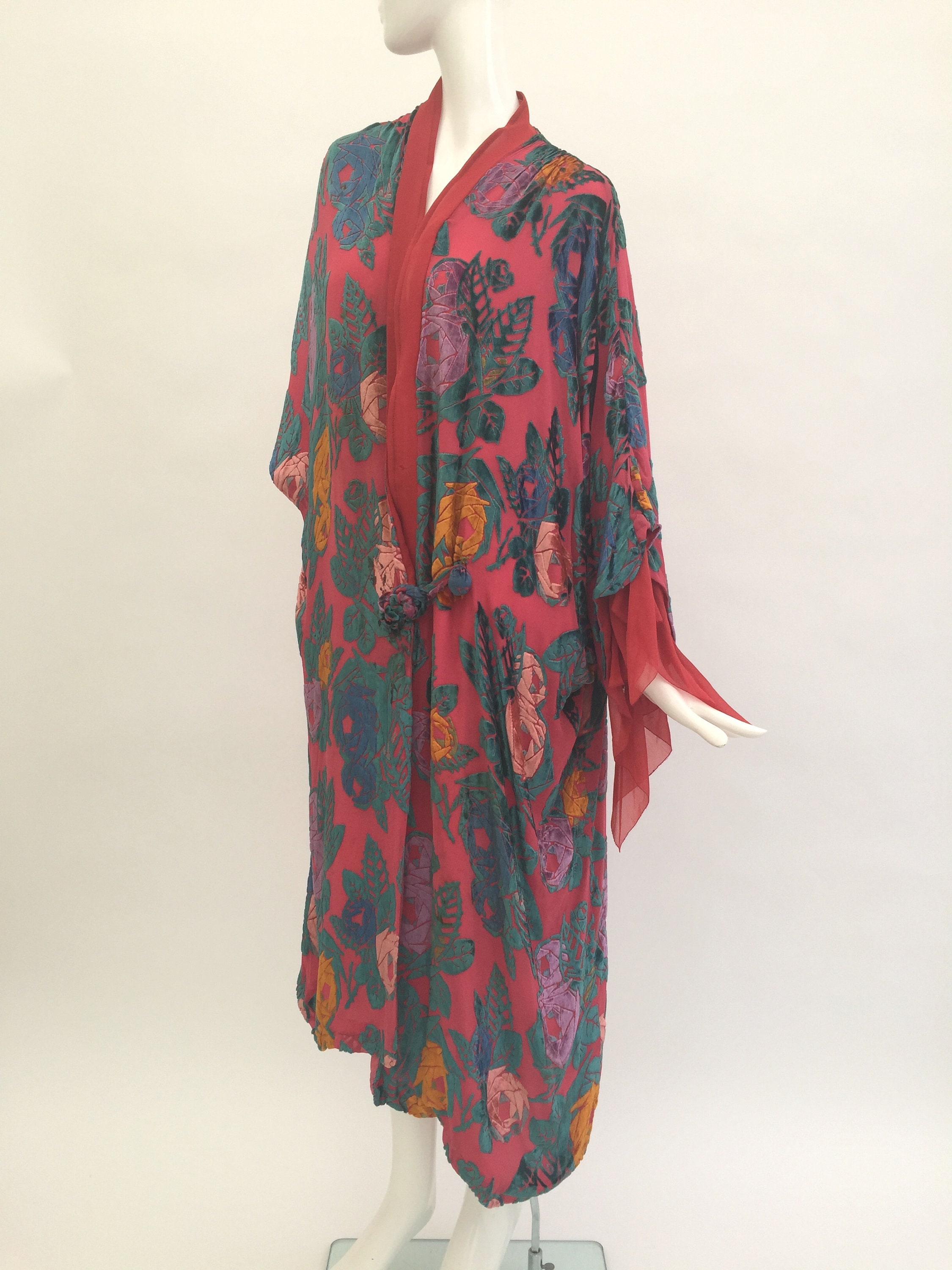 1920s robe coat pink devoré velvet silk vintage antique | Etsy