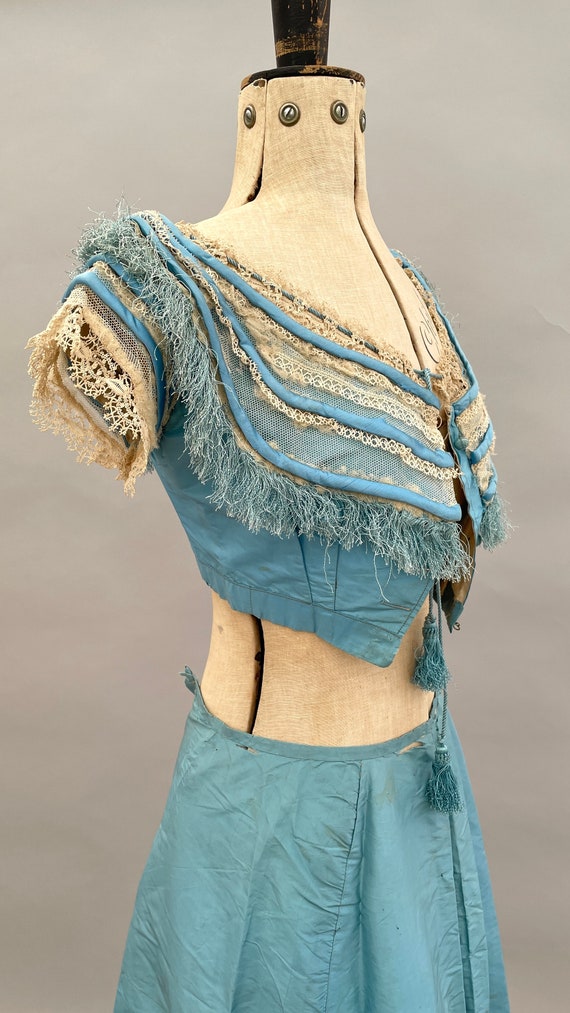 Antique bodice and skirt Victorian silk and lace - image 4