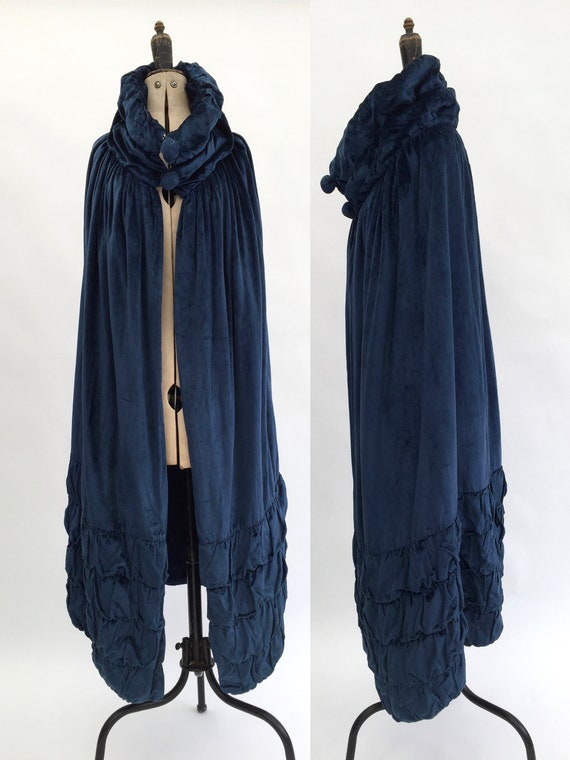 1920s blue velvet opera cape antique vintage