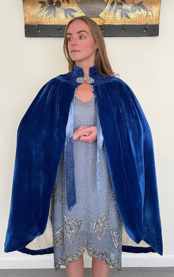 1920s Mohair Velvet Cape with Decorative Buckle