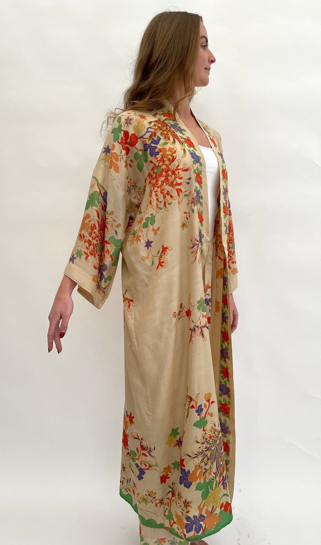 1920s Robe Kimono Raw Silk Antique Etsy