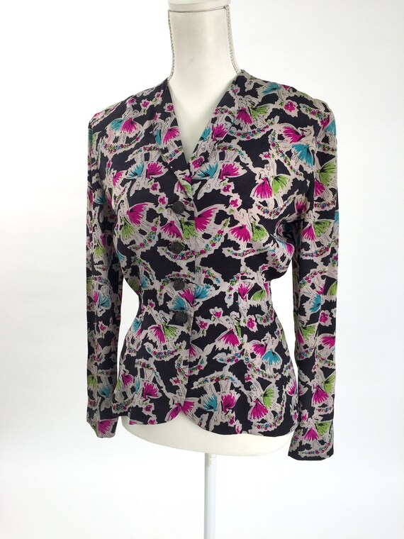 1940s ballerina blouse jacket rare dancers print s