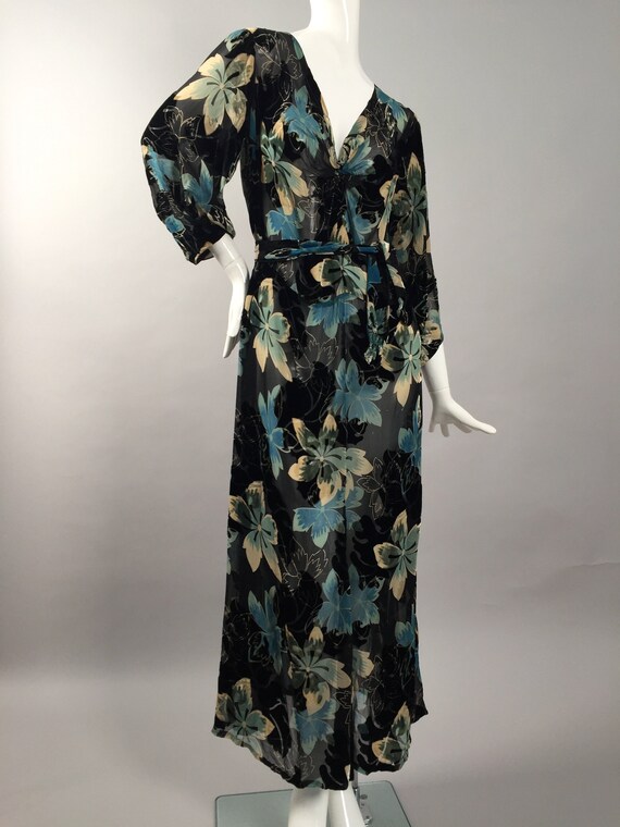 1930s devoré dress floral vintage antique