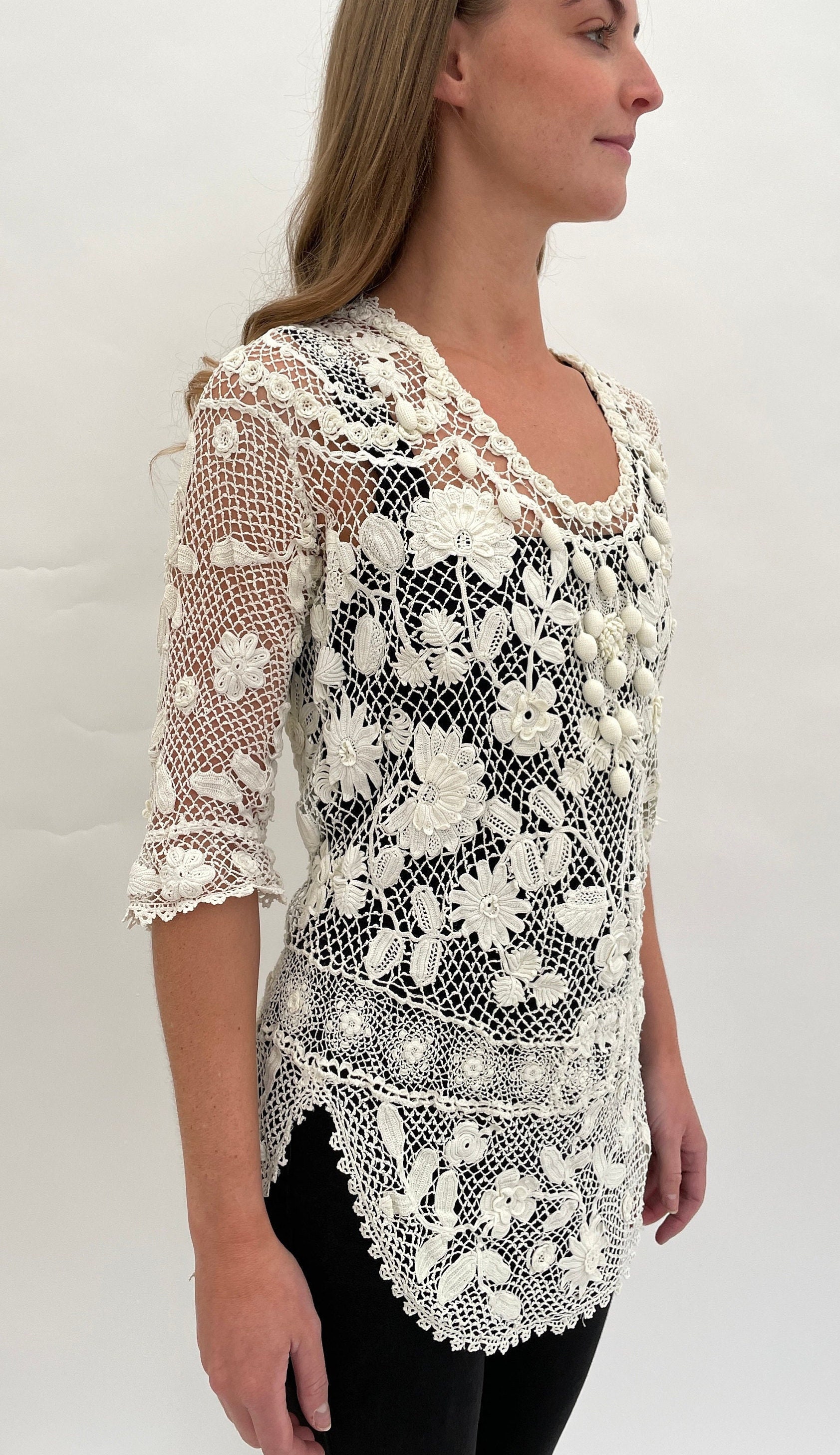 Antique Irish Crochet Lace Blouse - Etsy