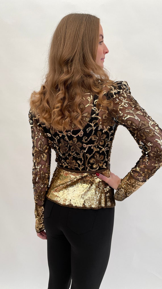 1930s jacket gold sequinned and beaded vintage an… - image 2