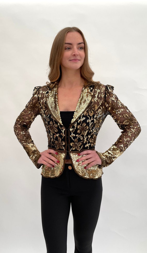 1930s jacket gold sequinned and beaded vintage an… - image 3