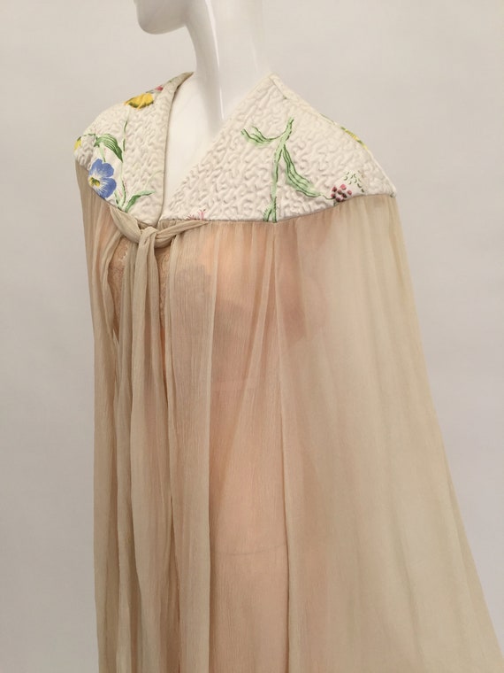 1930s cape in chiffon and satin vintage antique