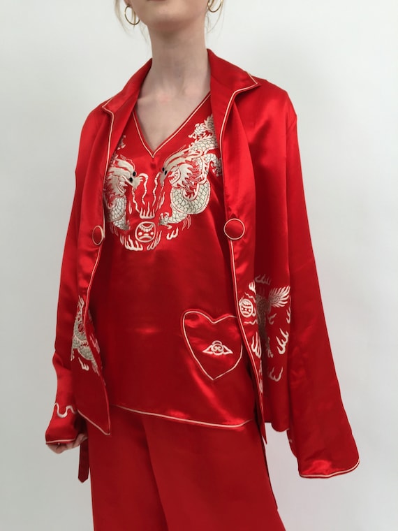 1920s pyjamas silk three piece set vintage antique - image 3