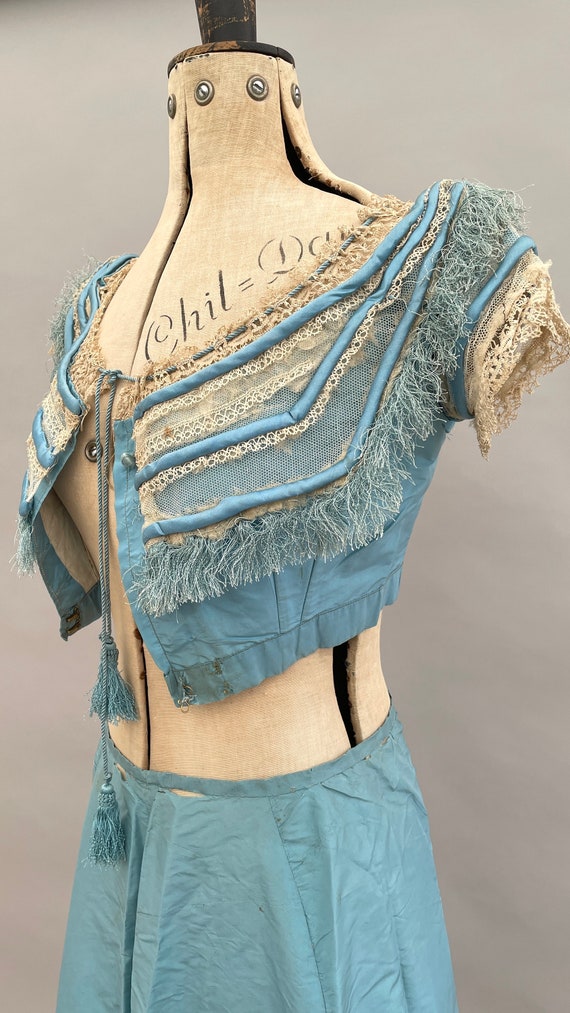 Antique bodice and skirt Victorian silk and lace - image 3