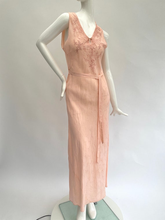 1930s silk gown slip embroidered antique vintage - image 2