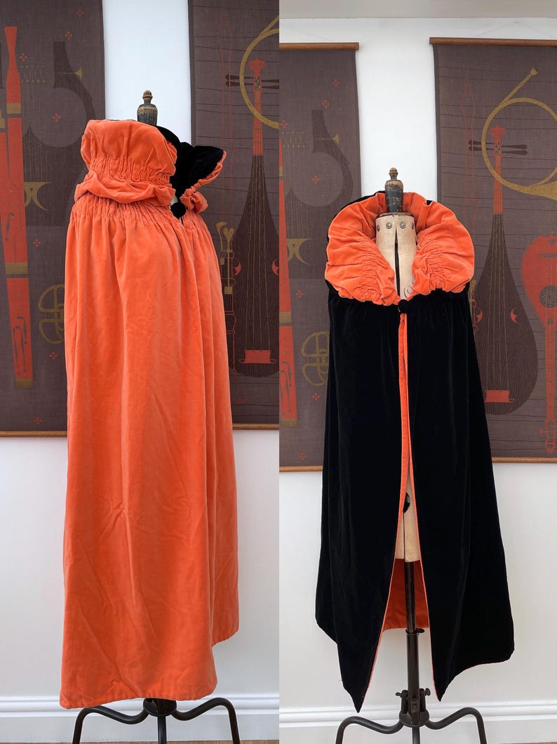 1920s Velvet Cape Cloak Ruched Stand up Collar Antique - Etsy