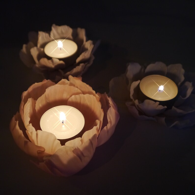 Candle holder flower polymer clay tutorial© Etsy