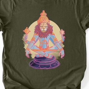 Yoga Narasimha T-Shirt Unisex Jersey Kurzarm Casual Graphic Tee für spirituelle Yoga-Liebhaber
