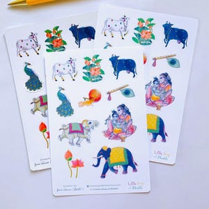 Glossy sticker sheet - Cute Stickers -  Krishna Sticker Pack - Planner Stickers -