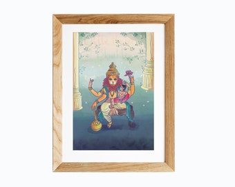 Prahlad Narasimha Art Print - Watercolour Spiritual Wall Art