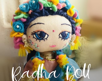 MADE TO ORDER - Srimati Radharani doll | Handmade doll gift set |  Sri Radha Doll | Fabric Doll Gift