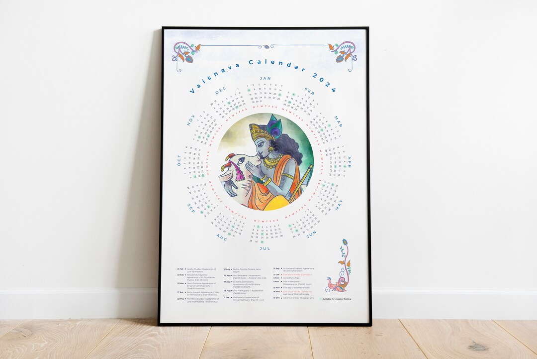 2024 Krishna Calendar, Wall Art, 2024 Wall Calendar, Gift Calendar