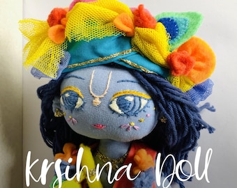 MADE TO ORDER Krishna doll | 12 inch cloth doll |  Krishna Fabric Doll | Doll Gift