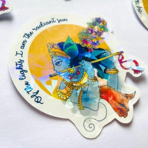 Krishna Vinyl Sticker | Holographic Laminated & Die Cut Design