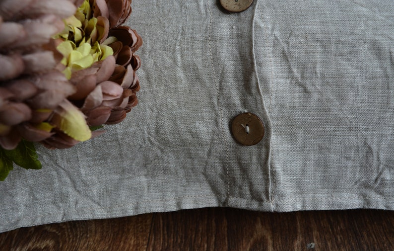 Linen Pillowcase With Button Back Closure Pillow Cover Queen Etsy
