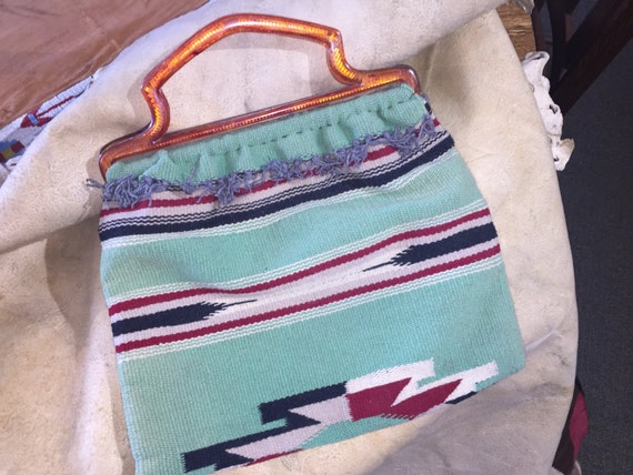 Rare Green Vintage Chimayo Bag 1930's-40's - image 1