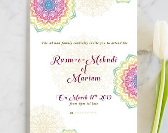 Evite Digital Mehndi Invitation | Nikah Walima Shadi Mehndi Muslim Ceremony Invite