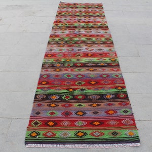 Runner rug, Turkish Kilim rug, Vintage kilim runner, hallway rug, Kilim runner, boho Runner, Wool runner, Corridor rug, 304x83cm10.x.2.7ft image 1