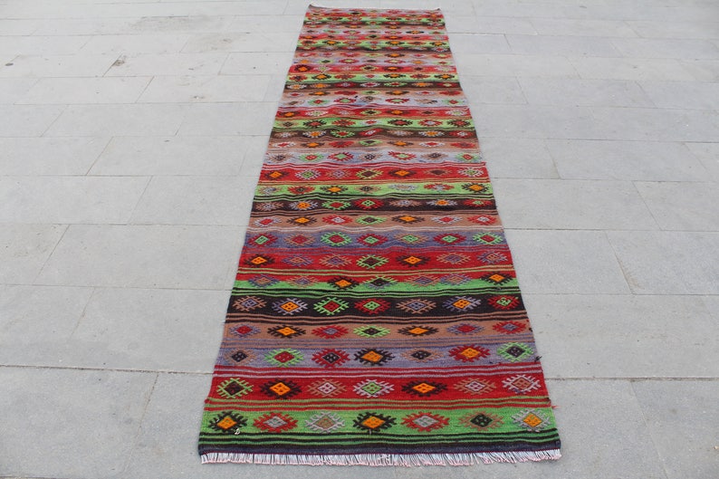 Runner rug, Turkish Kilim rug, Vintage kilim runner, hallway rug, Kilim runner, boho Runner, Wool runner, Corridor rug, 304x83cm10.x.2.7ft image 1