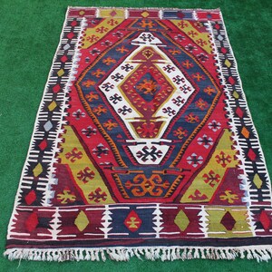 Turkish Antique kilim rug, Vintage Kilim Rug, Tribal Kilim, Bohemian Kilim, Area Rug, Unique Kilim, Handwoven Rug, Kilim Rug,156x98cm,3x5ft