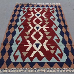 Kilim Rug, Turkish kilim, Multicolor rug, Area rug, Decorative Kilim Rug, Home Decor rug, Geometric Kilim Rug, Boho kilim, 155x105cm5.x3.5ft image 1