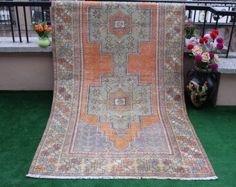 Vintage Teppich, Türkischer Teppich, Oushak Teppich, Tribal Teppich, Freier Versand Teppich, Boho Teppich, Teppich, Wohnzimmer Teppich, Kelim Teppich 240x128cm, 8x4ft