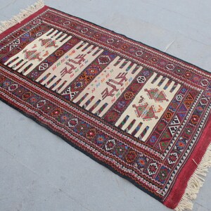 Kilim rug, Vintage kilim, Embroidery kilim, Ethnic rug, wool kilim  rug, tribal rug, area rug, boho rug, rustic rug, Kelim, 170x100cm 5.5x3f