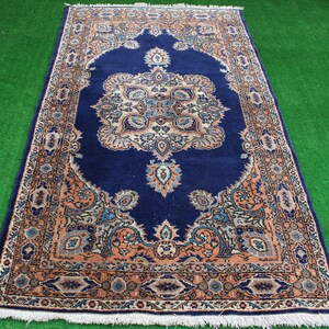 Turkish rug, Oushak Rug, Handmade rug, Blue rug, area rug, tradational rug, livingroom rug, oriental rug, diningroom rug206x113cm,6.7x3.7ft.