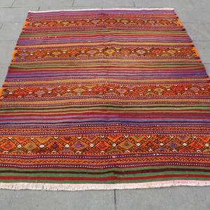 Vintage kilim, Turkish kilim, Area kilim rug, Kilim rug, Tribal kilim rug, Dining room rug,  Bohemian kilim rug, Kilim, 173x137cm 5x4.4ft