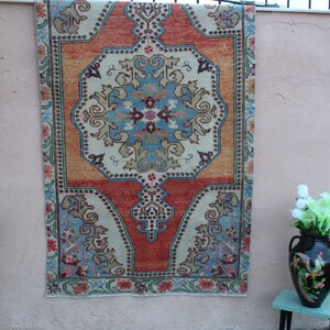 Turkish  Rug, Oushak Rug, Vintage  Rug, Anatolian Rug, Oushak Area Rug,Decorative Rug, Oriental  Rug, Kilim  Rug,  Carpet,220x123cm7.2x4.ft