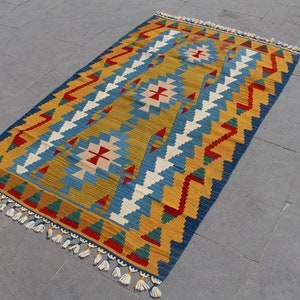 Turkish Kilim Rug, Home Decor Rug, Area Kilim Rug, Decorative Kilim Rug, Living room rug, Floor Kilim Rug, Vintage rug, 172x111c,5.6x3.6 ft image 5