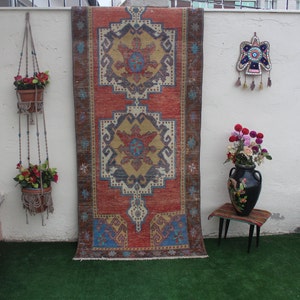 Oushak rug, Turkish rug,  Vintage Rug, Runner rug, Corridor rug, Livingroom Rug, Area Rug, Kilim Rug, Boho Rug, Tribal rug,241x107cm8,x3.5ft