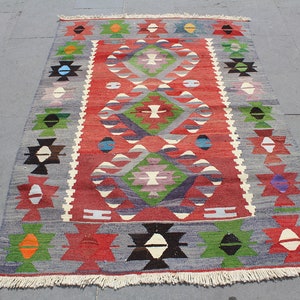 Kilim Rug, Vintage kilim, Turkish  Kilim Rug,  Muted  Kilim Rug, Home decor rug, Bohemian kilim, Pastel kilim, Kilims, 150x104cm,5.x3.4ft