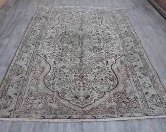 Large rug, Turkish rug, Oushak rug, Vintage Rug, Oversize Rug, Area Rug, Livingroom rug, Saloon rug, Faded Rug, Wool Rug, 235x166cm, 8x5.5ft