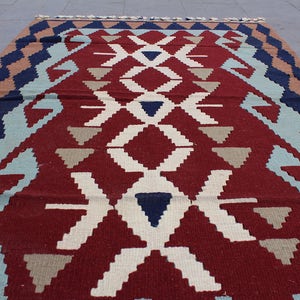 Kilim Rug, Turkish kilim, Multicolor rug, Area rug, Decorative Kilim Rug, Home Decor rug, Geometric Kilim Rug, Boho kilim, 155x105cm5.x3.5ft image 4