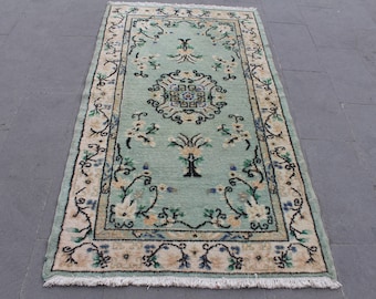Turkish  Rug, Handmade Rug,  Wool Carpet, Vintage Rug, Anatolian rug, Turquoise Rug,  Decorative Oushak Rug, Area Carpet, 210x114cm6.9x3.7ft