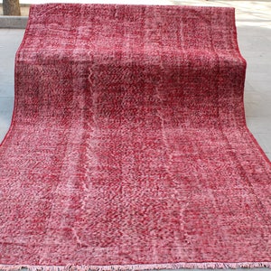 Overdyed rug, Turkish Rug, Homedecor Rug, Oushak Rug, Overdyed Red Rug, Distressed Rug, Overdyed handmade Wool Rug, Rug, 290x172cm9.5x5.6ft