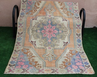 Vintage Rug, Turkish rug, Oushak Rug, Floor rug Free Shipping Rug, Area rug, Boho rug, Wool rug, Livingroom Rug, Kilim Rug 216x134cm,7x4.5ft