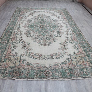 Turkish rug, Large rug, Oushak rug, Vintage Rug, Area Rug, Living room rug, Saloon rug, Faded Rug, Large Rugs, Boho Rug, 296x174cm 6.x10.ft